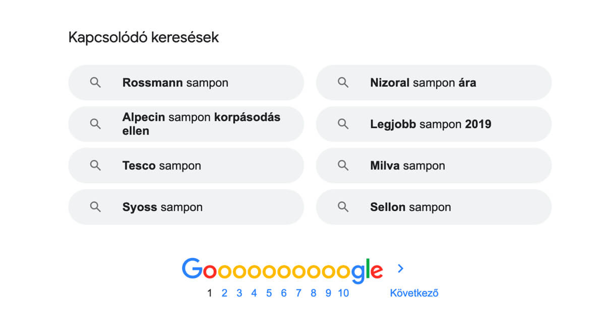 Kulcsszójavaslatok a Google keresőjétől